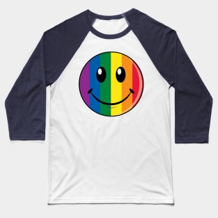 Rainbow Smiley Baseball T-Shirt
